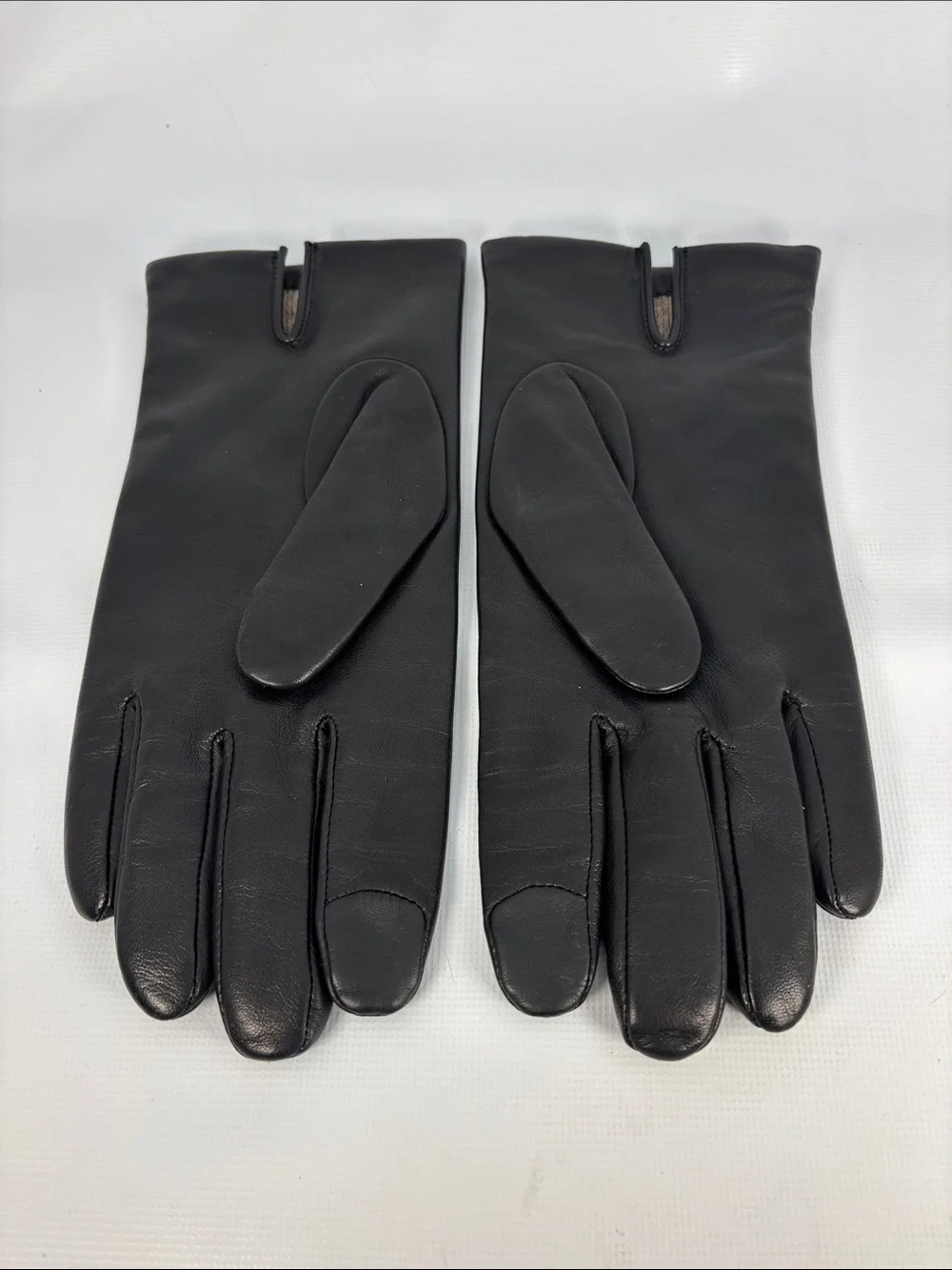 Coach Black Leather Gloves with Gold Logo Buttons